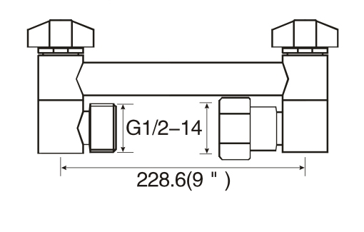 XC902C-9'带齿花洒连接杆尺寸图