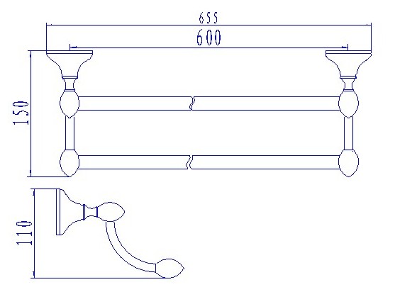 XC120524200-双档毛巾架尺寸图