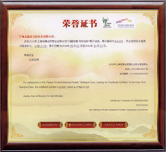 2010年上海世博会荣誉证书
